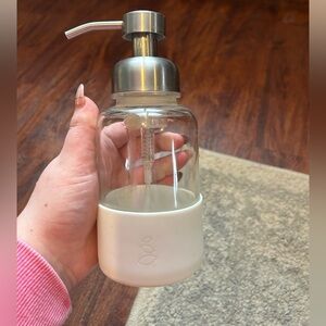 Grove Collaborative Dish Soap Glass Dispenser W/White Non-Slip Silicone Sleeve